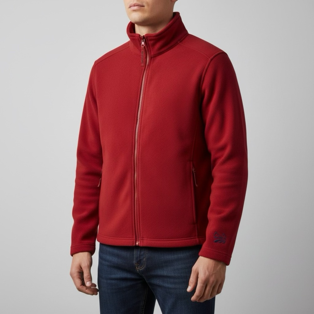 Men's Red Fleece‎ Full Zip Jacket Size XL WINDRIVER  Pocketed